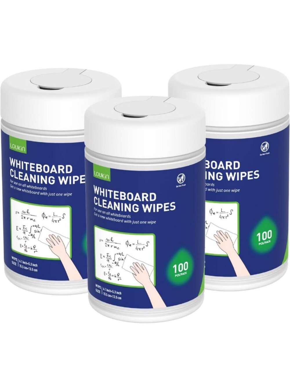 100 Count Dry Erase Whiteboard Cleaning Wipes - 3 Pack for Easy Use & Mess-Free